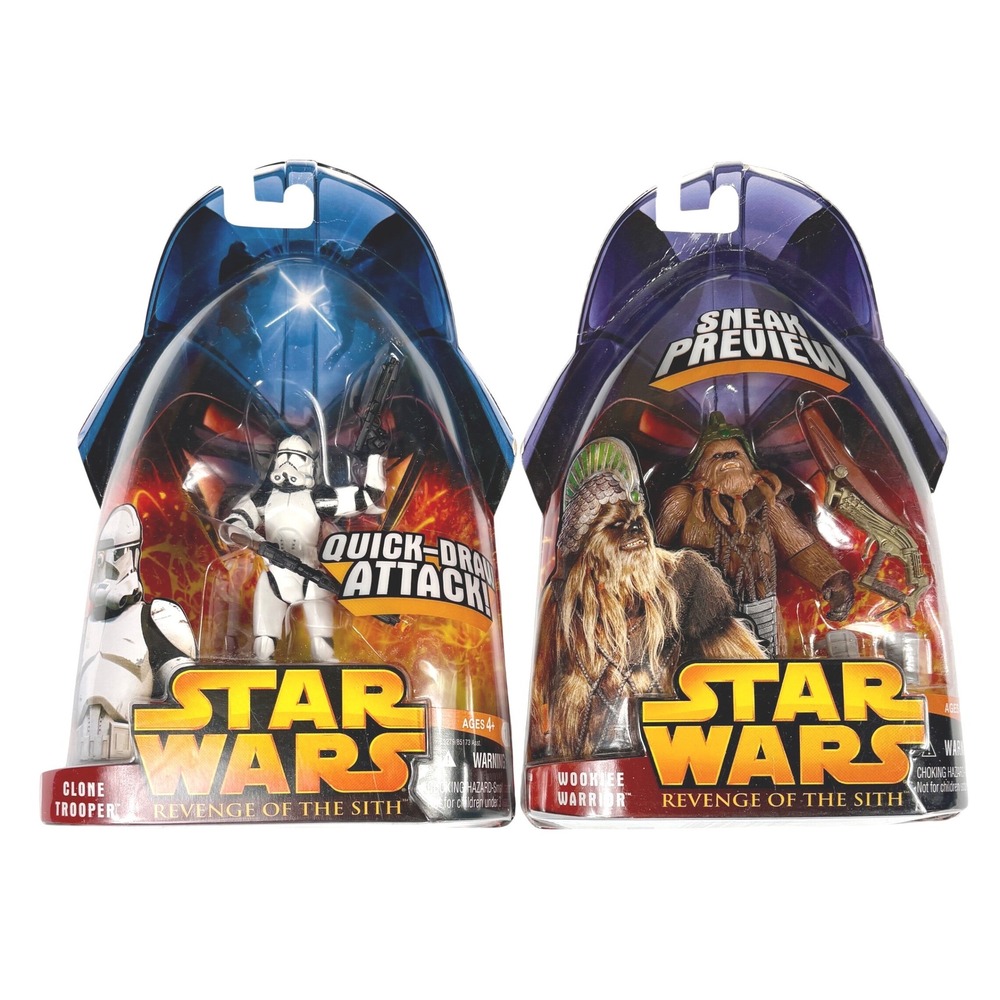 CLONE TROOPER & WOOKIEE WARRIOR Star Wars Revenge of the Sith Action Figures